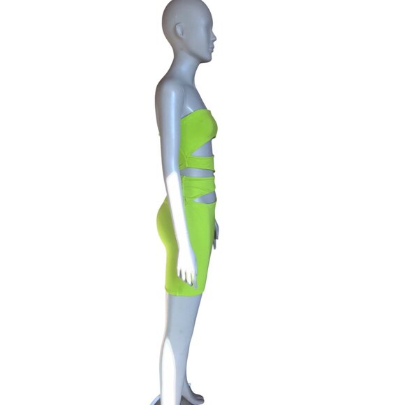 Oh Polly Lime Green Cutout Bodycon Dress - Picture 4 of 6